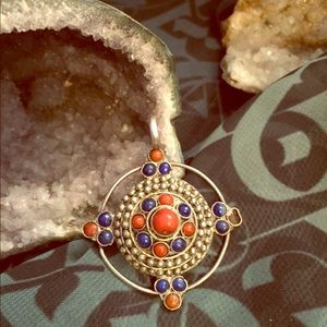 Coral and lapis pendant